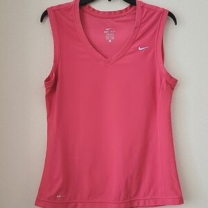 NIKE Women's Dri-fit Tennis Sleeveless Muscle Tee, Medium, Coral, GUC